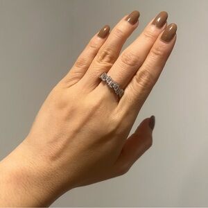 NEW Diamonique Sterling Silver Baguette Zigzag Band Ring